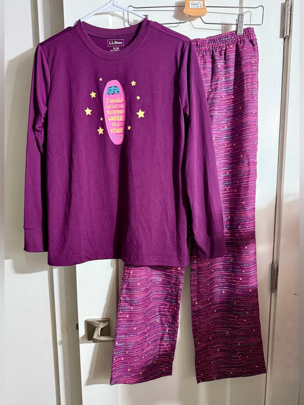 L.L. Bean NWT glow-in-the-dark graphic design 2-pc long sleeve PJ top and bottom